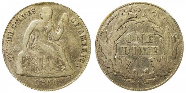 1860 O Seated Liberty Dime 