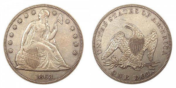 1863 Seated Liberty Silver Dollar 