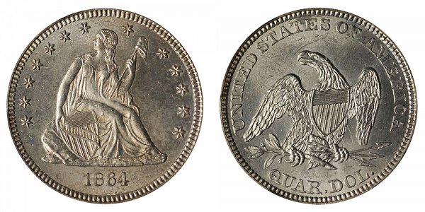 1864 Seated Liberty Quarter 