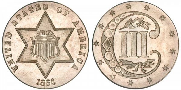 1864 Three Cent Silver (1851-1873) obverse