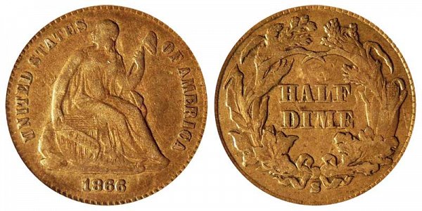 1866 S Seated Liberty Half Dime 