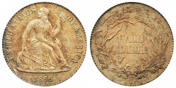 1866 Seated Liberty Half Dime 