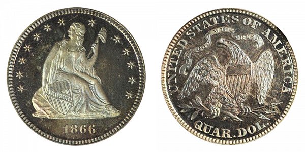 1866 Seated Liberty Quarter 