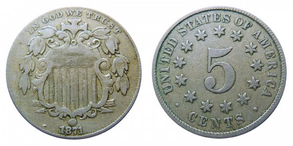 1871 Shield Nickel 