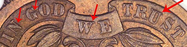 1872 Doubled Die Obverse DDO Two Cent Piece 