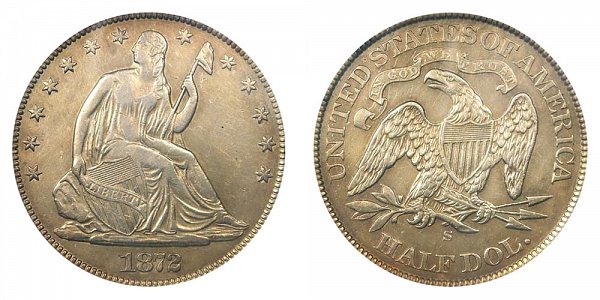 1872 S Seated Liberty Half Dollar 