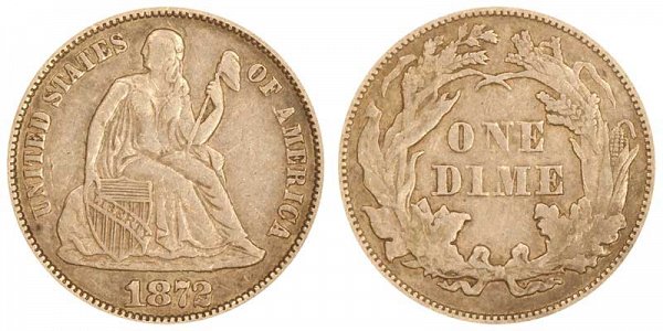 1872 Seated Liberty Dime 