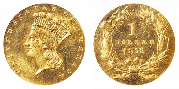1873 Large Indian Princess Head Gold Dollar G$1 - Closed 3 