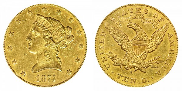 1874 S Liberty Head $10 Gold Eagle - Ten Dollars 