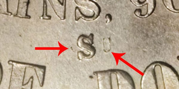 1875-S/CC Trade Silver Dollar - S Over CC Mintmark 