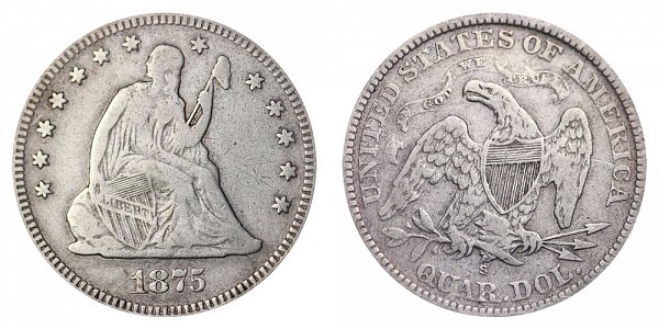 1875 S Seated Liberty Quarter 
