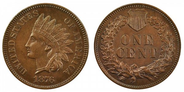 1876 Indian Head Cent Penny 
