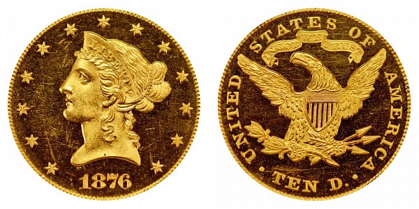 1876 Liberty Head $10 Gold Eagle - Ten Dollars 