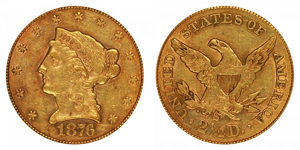 1876 S Liberty Head $2.50 Gold Quarter Eagle - 2 1/2 Dollars 