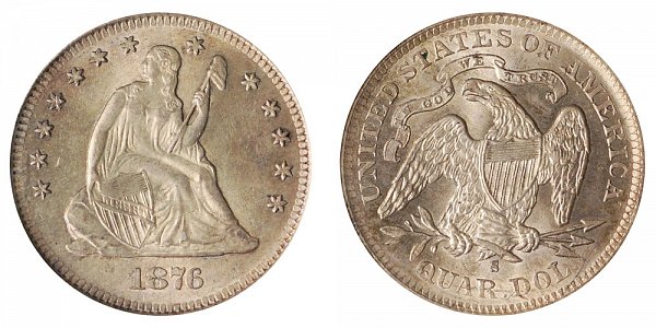 1876 S Seated Liberty Quarter 