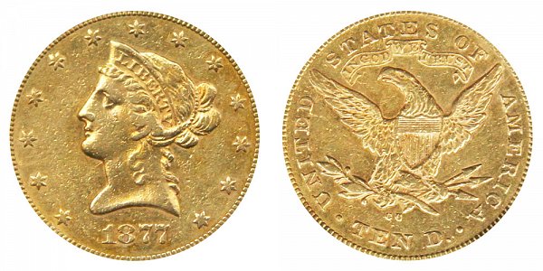1877 CC Liberty Head $10 Gold Eagle - Ten Dollars 
