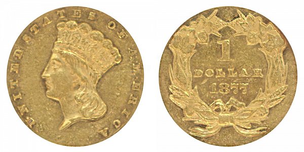 1877 Large Indian Princess Head Gold Dollar G$1 