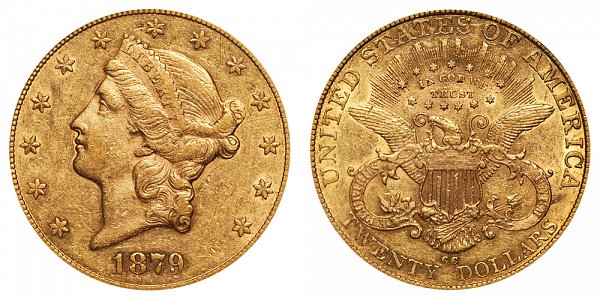 1879 CC Liberty Head $20 Gold Double Eagle - Twenty Dollars 