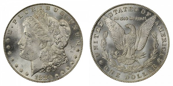 1880 8/7 CC Morgan Silver Dollar - Reverse of 1879 - 8 Over High 7 Overdate 