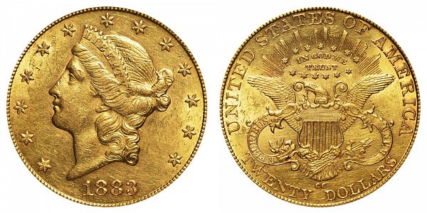 1883 CC Liberty Head $20 Gold Double Eagle - Twenty Dollars 