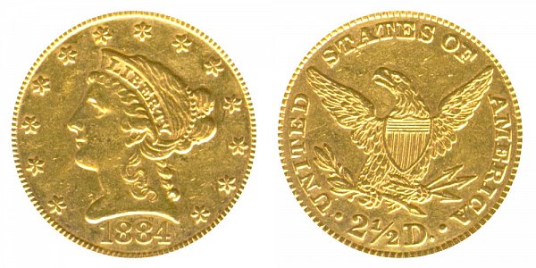 1884 Liberty Head $2.50 Gold Quarter Eagle - 2 1/2 Dollars 