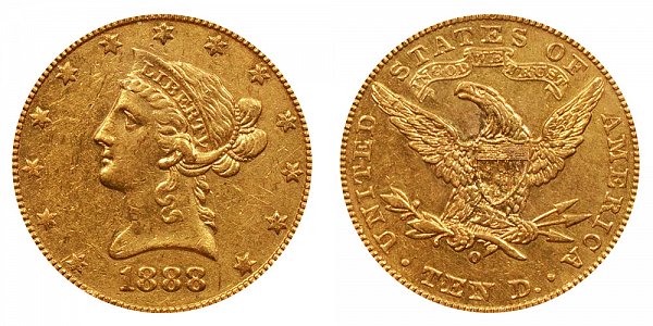 1888 O Liberty Head $10 Gold Eagle - Ten Dollars 