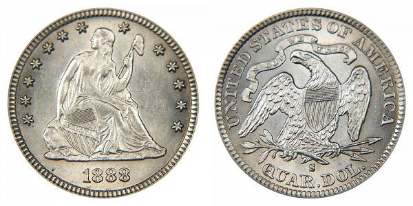 1888 S Seated Liberty Quarter 