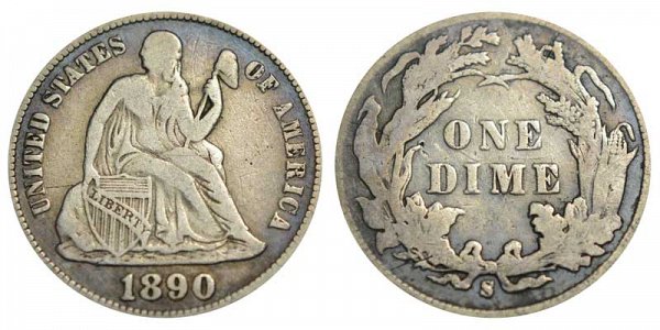 1890 S Seated Liberty Dime 