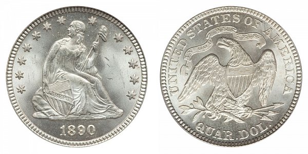 1890 Seated Liberty Quarter 