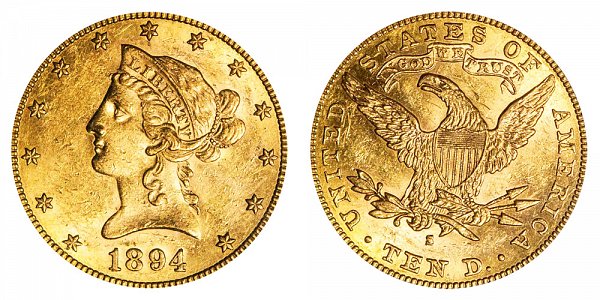 1894 S Liberty Head $10 Gold Eagle - Ten Dollars 