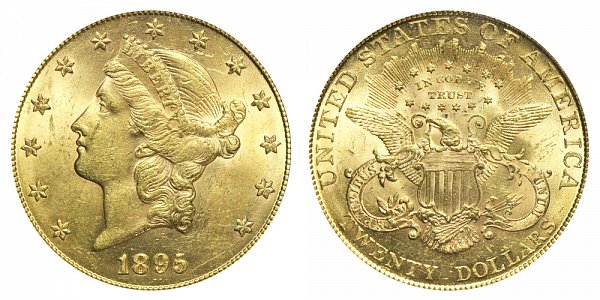 1895 Liberty Head $20 Gold Double Eagle - Twenty Dollars 