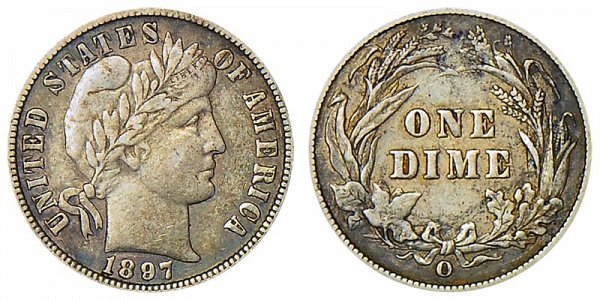 1897 O Silver Barber Dime 