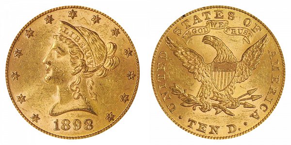 1898 Liberty Head $10 Gold Eagle - Ten Dollars 