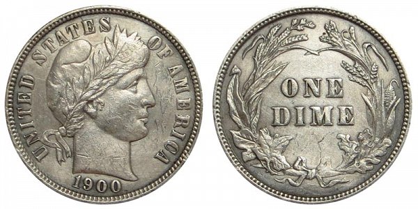 1900 Silver Barber Dime 