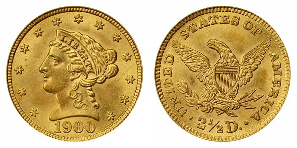 1900 Liberty Head $2.50 Gold Quarter Eagle - 2 1/2 Dollars 