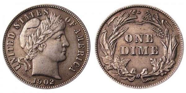 1902 Silver Barber Dime 