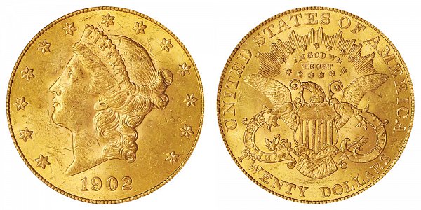 1902 Liberty Head $20 Gold Double Eagle - Twenty Dollars 