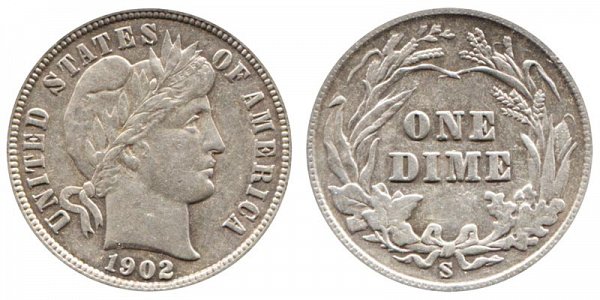 1902 S Silver Barber Dime 