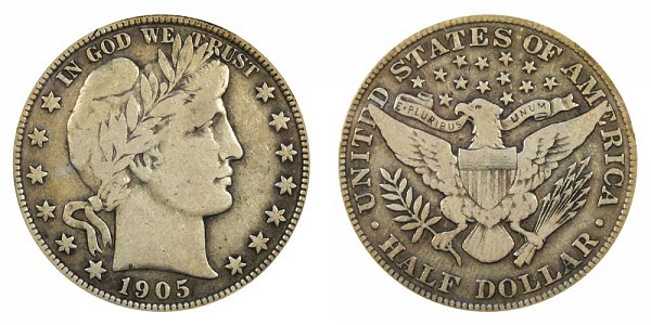 1905 Barber Silver Half Dollar 