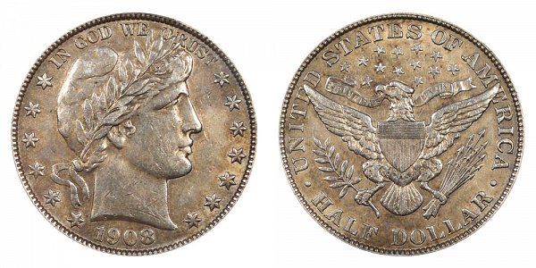 1908 Barber Silver Half Dollar 