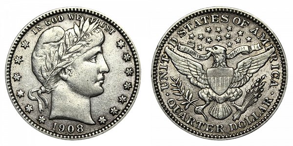 1908 Barber Quarter 