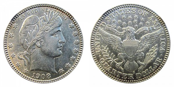 1908 S Barber Quarter 