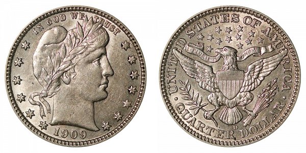 1909 D Barber Quarter 