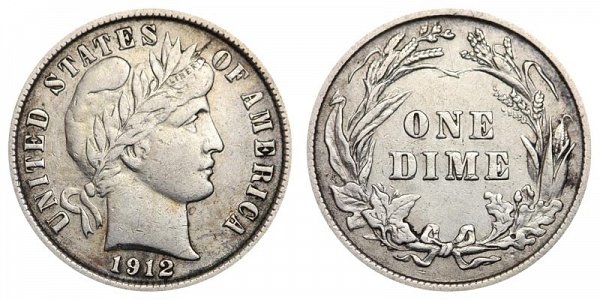 1912 Silver Barber Dime 