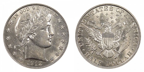 1912 D Barber Silver Half Dollar 