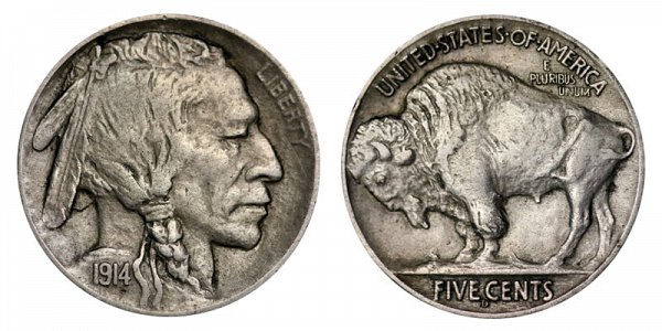 1914 D Indian Head Buffalo Nickel 