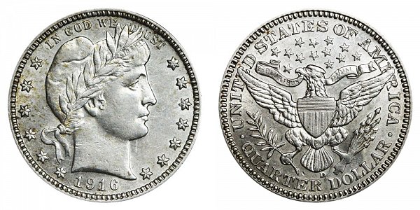 1916 D Barber Quarter 