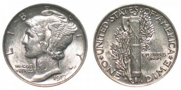 1917 D Silver Mercury Dime 