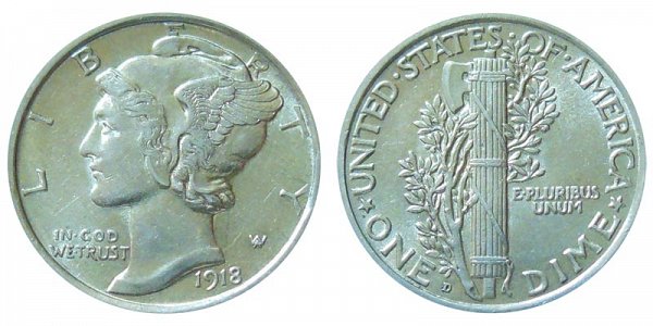 1918 D Silver Mercury Dime 