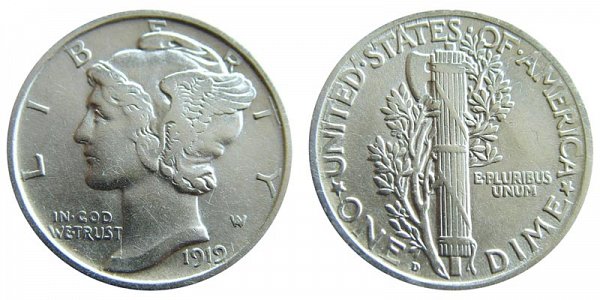 1919 D Silver Mercury Dime 